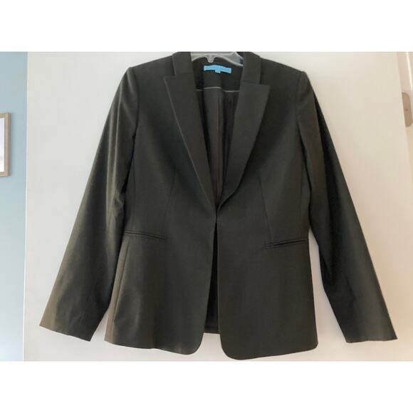 Antonio Melani Dark Brown Pin Striped Blazer Hook Eye Closure Sz 8 - Picture 1 of 9